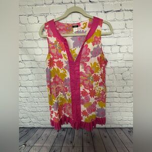 VINTAGE J Crew Floral Sleeveless Beach Mod Retro Festival Cotton Mini Sundress M